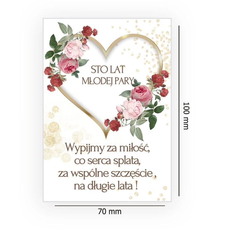 Naklejki na Butelki na Wesele Złote Serca - 10 sztuk (s)