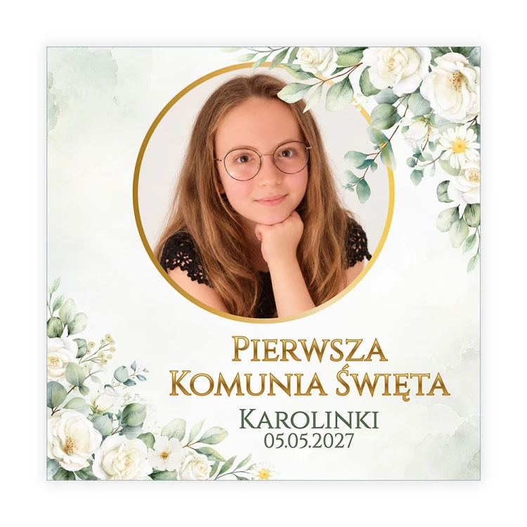 Zaproszenia Personalizowane na Komunię Liście Zdjęcie