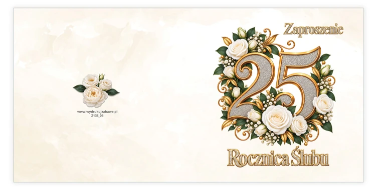 Zaproszenia na 25 Rocznicę Ślubu Kwiaty
