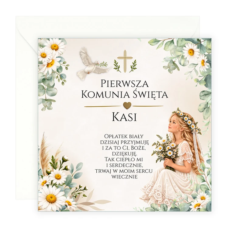 Zaproszenia Personalizowane na Komunię Stokrotka