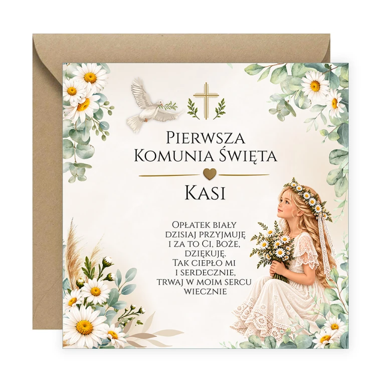 Zaproszenia Personalizowane na Komunię Stokrotka