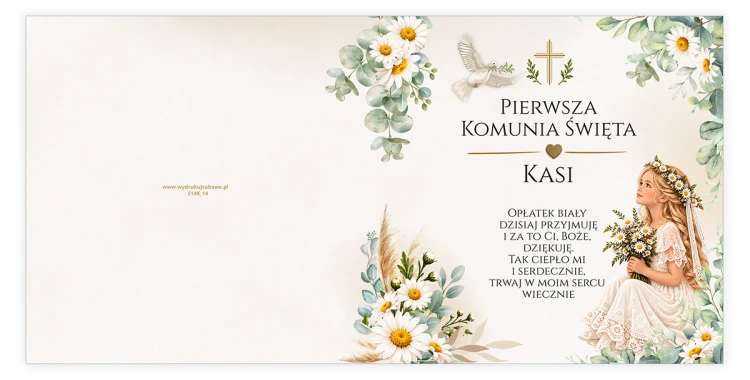 Zaproszenia Personalizowane na Komunię Stokrotka