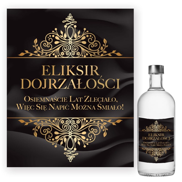 Naklejki na Butelki na 18 Urodziny Fala Eliksir Dojrzalosci -10 sztuk  NAK_57