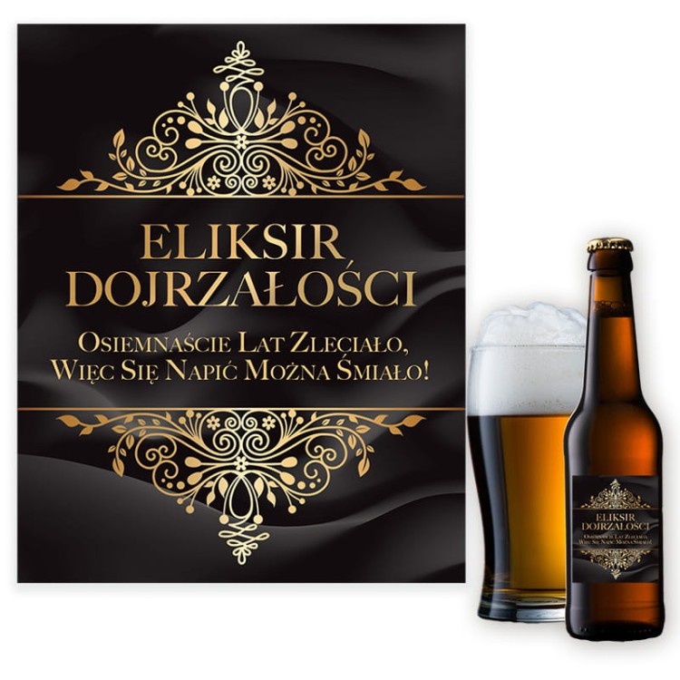 Naklejki na Butelki na 18 Urodziny Fala Eliksir Dojrzalosci -10 sztuk  NAK_57