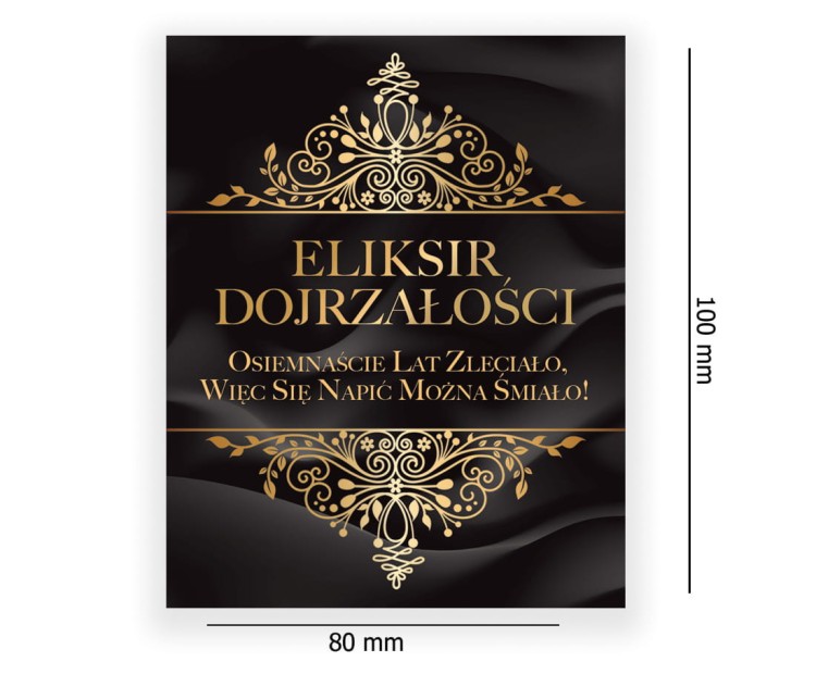 Naklejki na Butelki na 18 Urodziny Fala Eliksir Dojrzalosci -10 sztuk  NAK_57 Rozmiar
